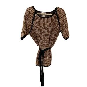 Carmen Marc Valvo Metallic Tie Waist Pullover Sweater